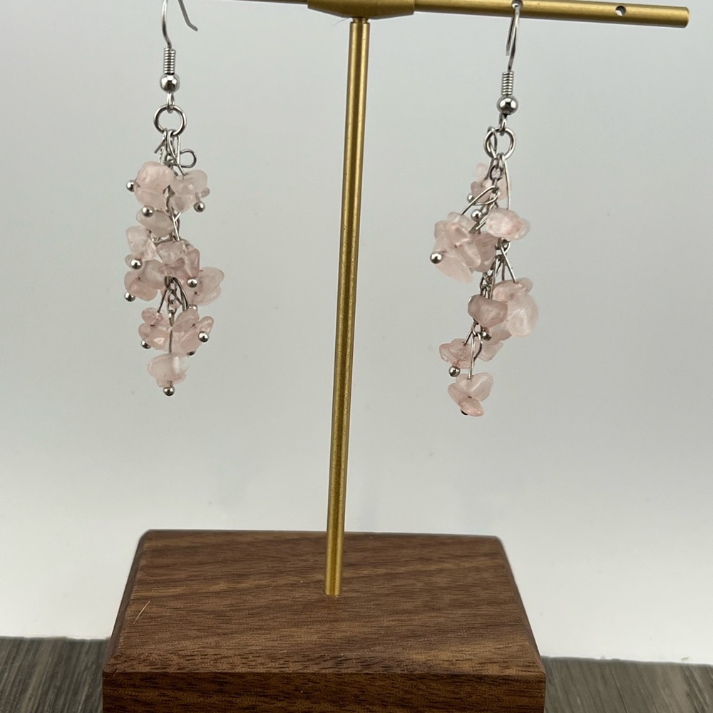 Elegant Pink Cluster Earrings